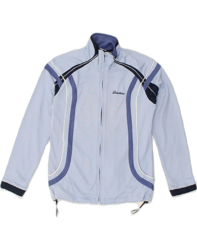 DIADORA Womens Tracksuit Top Jacket UK 10 Small  Blue Polyester One-Shoulder Jacket Off-the-Shoulder Jacket Asymmetrical Jacket