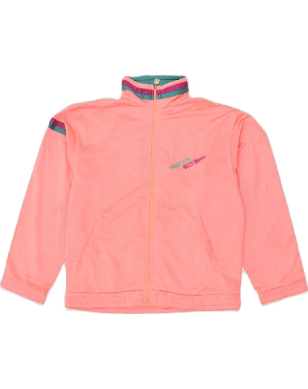 FILA Womens Tracksuit Top Jacket IT 46 Large Pink Polyester Boat Neck Shawl Collar Notched Collar