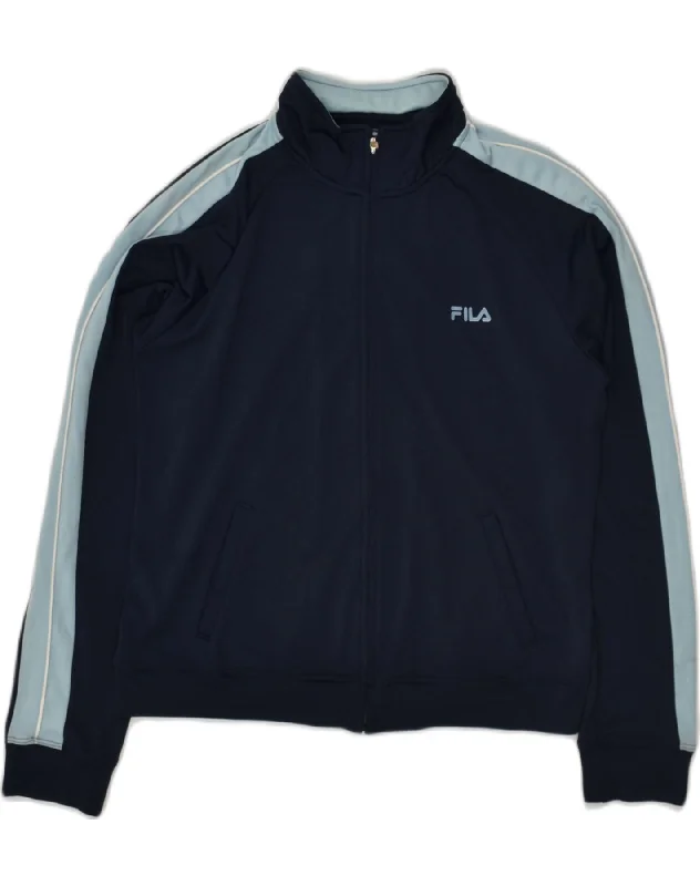 FILA Womens Tracksuit Top Jacket UK 16 Large Navy Blue Colourblock Nylon Striped Jacket Polka Dot Jacket Floral Jacket