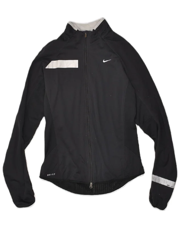 NIKE Womens Dri Fit Tracksuit Top Jacket UK 10 Small Black Polyester Fitted Jacket Loose Jacket Oversized Jacket