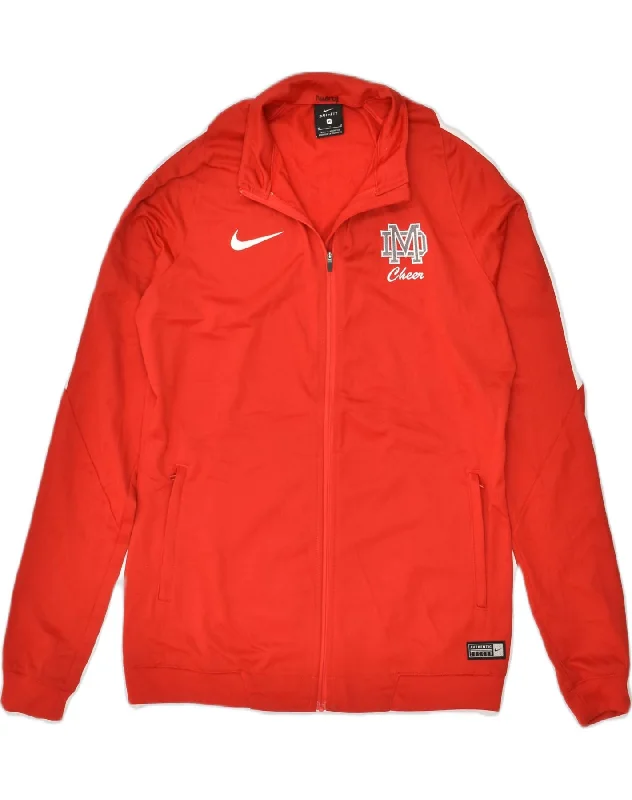 NIKE Womens Tracksuit Top Jacket UK 14 Medium Red Polyester Bomber Jacket Anorak Windbreaker