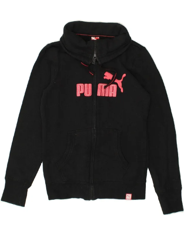 PUMA Womens Graphic Tracksuit Top Jacket UK 10 Small  Black Cotton Print Jacket Jacquard Jacket Embroidered Jacket