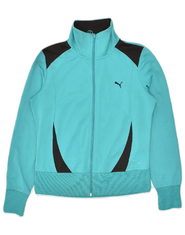 PUMA Womens Tracksuit Top Jacket UK 14 Large Blue Polyester Cotton Jacket Linen Jacket Terry Jacket