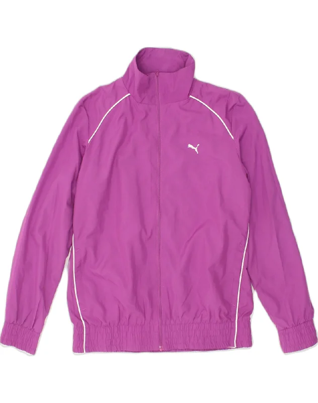 PUMA Womens Tracksuit Top Jacket UK 14 Large  Purple Polyester Striped Jacket Polka Dot Jacket Floral Jacket