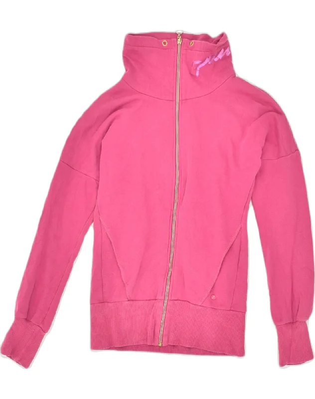 PUMA Womens Tracksuit Top Jacket UK 6 XS Pink Cotton Front Pockets Side Pockets Patch Pockets