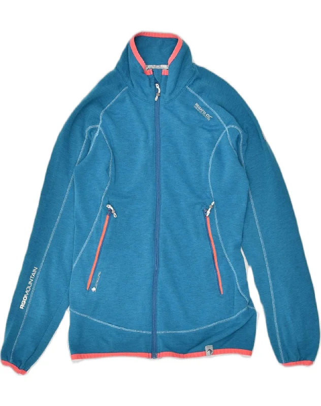 REGATTA Womens Tracksuit Top Jacket UK 10 Small Blue Ribbed Jacket Pleated Jacket Ruffled Jacket