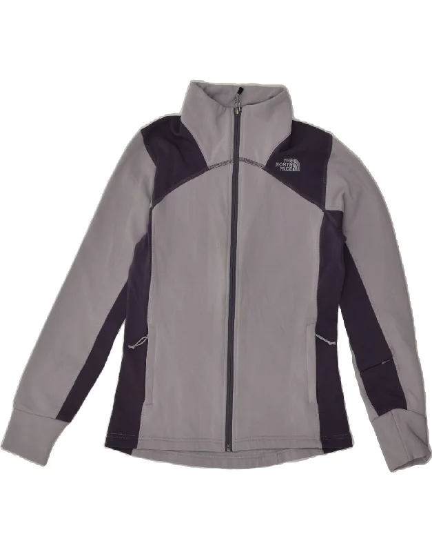 THE NORTH FACE Womens Tracksuit Top Jacket UK 10 Small Grey Colourblock Faux Fur Jacket Real Fur Jacket Shearling Jacket