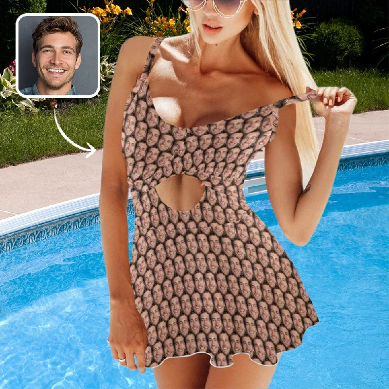 Custom Face Seamless Women's Twist Front Skirted Swimsuit Elegant Swimsuit Bottoms