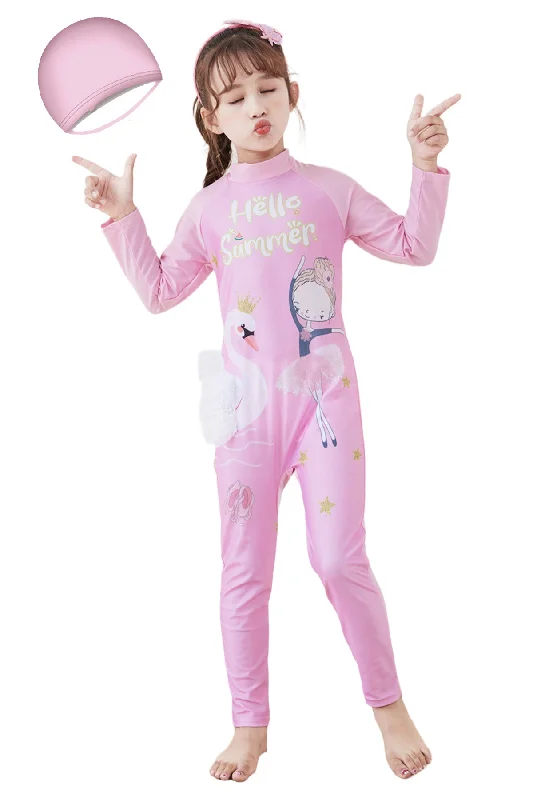 Fancydresswale Girls Full body Protect Swimwear Princess swimsuit- Hello Summer Bold Swimsuit Design Fancydresswale Girls Full body Protect Swimwear Princess swimsuit- Hello Summer Bold Swimsuit Design