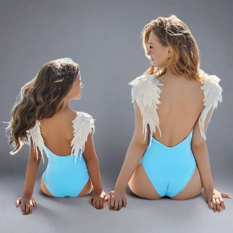 Matching Angel Wings Swimsuit for Mother & Daughter – Elegant One-Piece Bathing Suit Flirty Ruffle Swimsuit Matching Angel Wings Swimsuit for Mother & Daughter – Elegant One-Piece Bathing Suit Flirty Ruffle Swimsuit