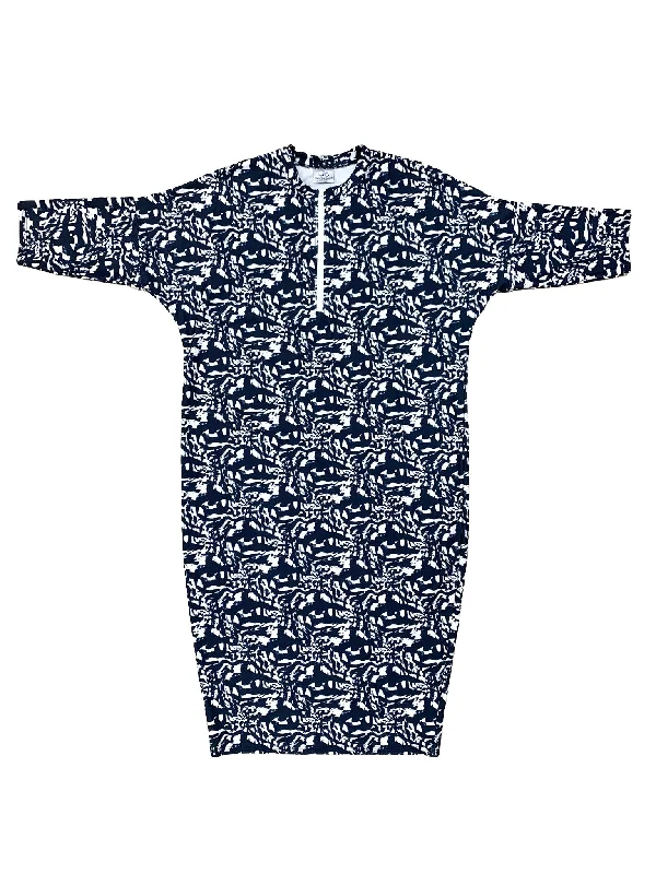 Navy Abstract Flow Swim Dress High-Waisted Swimwear