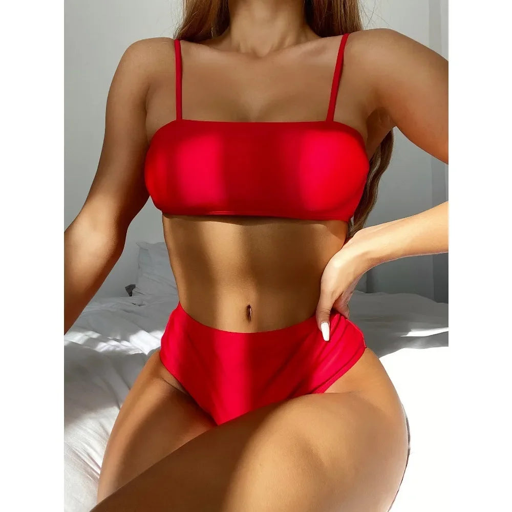 2024 New Swimsuit Women's Split Solid Color Explosion Print Swimsuit High-Cut One-Piece 2024 New Swimsuit Women's Split Solid Color Explosion Print Swimsuit High-Cut One-Piece