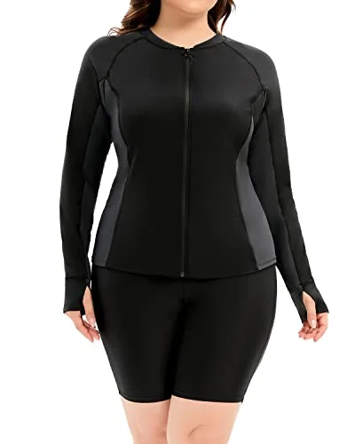 Two Piece Plus Size Rash Guard Tankini Boyleg Shorts For Ladies-Black Stylish Swimsuit Set Two Piece Plus Size Rash Guard Tankini Boyleg Shorts For Ladies-Black Stylish Swimsuit Set