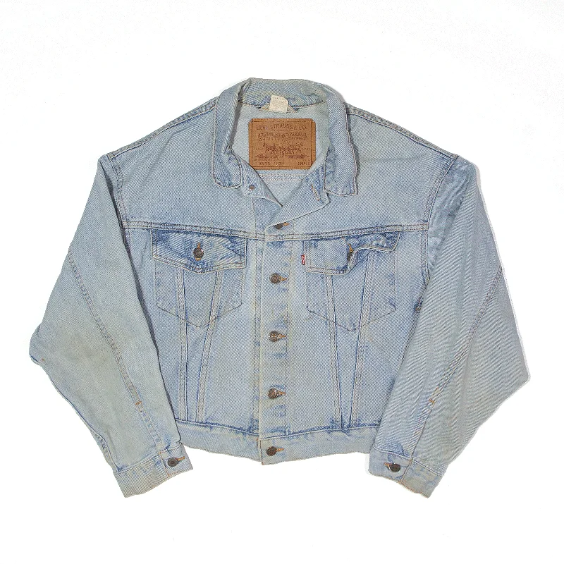 LEVI'S Relaxed Fit Lady Harley Customised Denim Jacket Blue 80s Womens S Herringbone Jacket Checkered Jacket Solid Jacket