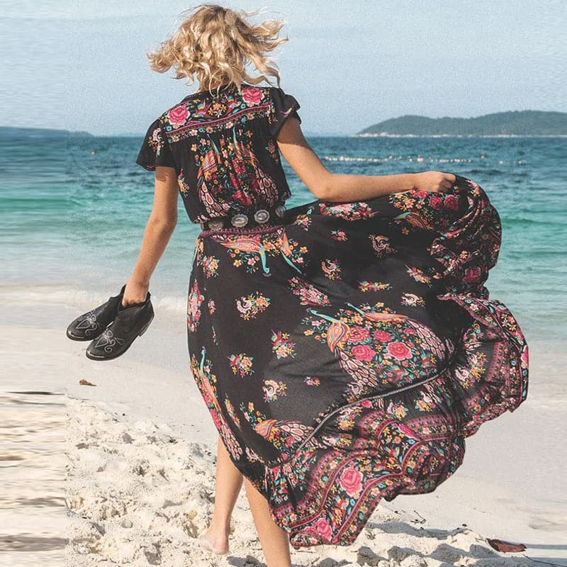 DressBetty - DeRuiLaDy New Women Summer Boho Beach Maxi Dress Fashionable Sheer Maxi Dress DressBetty - DeRuiLaDy New Women Summer Boho Beach Maxi Dress Fashionable Sheer Maxi Dress