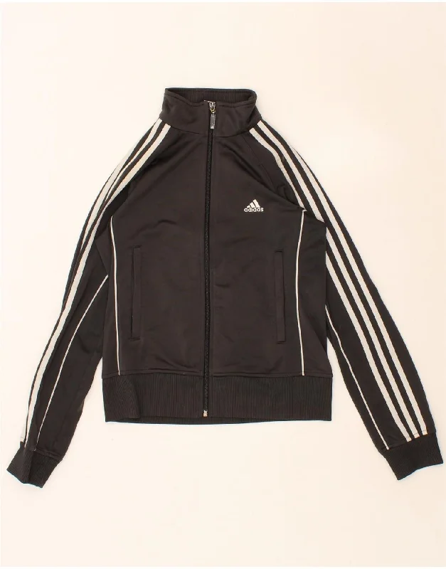 ADIDAS Womens Crop Tracksuit Top Jacket UK 12 Medium Black Polyester Welt Pockets Slit Pockets Flap Pockets ADIDAS Womens Crop Tracksuit Top Jacket UK 12 Medium Black Polyester Welt Pockets Slit Pockets Flap Pockets