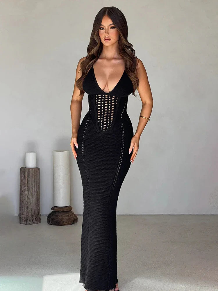 Knitted Bodycon Spaghetti Strap Spring Summer Backless Nightclub Sexy Party Maxi Dress Cozy Knitted Maxi Dress Knitted Bodycon Spaghetti Strap Spring Summer Backless Nightclub Sexy Party Maxi Dress Cozy Knitted Maxi Dress