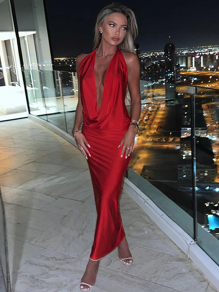Bodycon Midi Long Spring Summer Halter Deep V Neck Backless Nightclub Sexy Party Maxi Dress Cozy Ribbed Maxi Dress Bodycon Midi Long Spring Summer Halter Deep V Neck Backless Nightclub Sexy Party Maxi Dress Cozy Ribbed Maxi Dress
