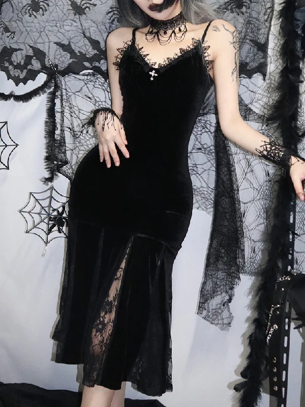 Sexy Spaghetti Strap Backless Velvet Gothic Cross Black Lace Patchwork Maxi Dress Stylish Empire Waist Maxi Dress Sexy Spaghetti Strap Backless Velvet Gothic Cross Black Lace Patchwork Maxi Dress Stylish Empire Waist Maxi Dress