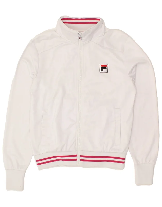 FILA Womens Tracksuit Top Jacket UK 6 XS White Polyester Plaid Jacket Tartan Jacket Houndstooth Jacket FILA Womens Tracksuit Top Jacket UK 6 XS White Polyester Plaid Jacket Tartan Jacket Houndstooth Jacket