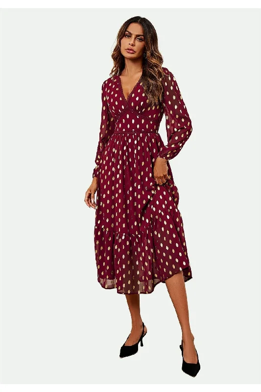 FS Collection Lace Trim Foil Long Sleeve Maxi Dress In Wine Classic Strapless Maxi Dress FS Collection Lace Trim Foil Long Sleeve Maxi Dress In Wine Classic Strapless Maxi Dress