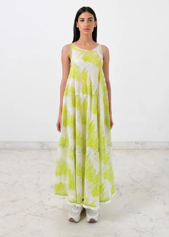 Geo green maxi dress Fashionable Printed Maxi Dress