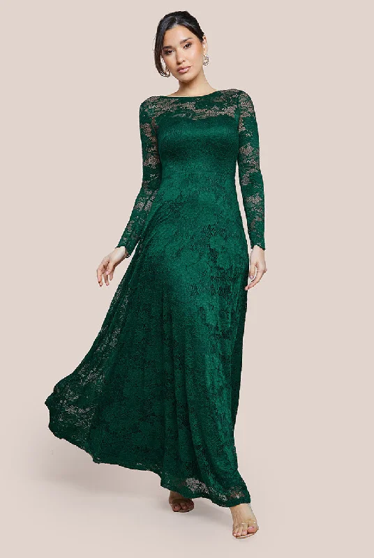 Goddiva Scalloped Lace A-Line Maxi Dress - Emerald Green Trendy Maxi Dress with Straps Goddiva Scalloped Lace A-Line Maxi Dress - Emerald Green Trendy Maxi Dress with Straps