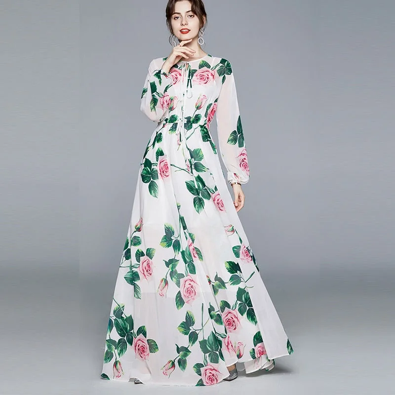 FashionSierra - Maxi Dresses Women's Long Sleeve Print Elastic Waist Holiday Elegant Long Dress Trendy Off-Shoulder Ruffle Maxi Dress FashionSierra - Maxi Dresses Women's Long Sleeve Print Elastic Waist Holiday Elegant Long Dress Trendy Off-Shoulder Ruffle Maxi Dress