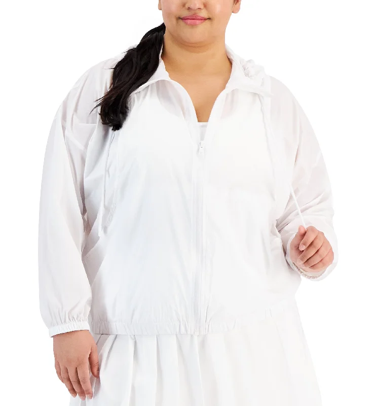Plus Size Lightweight Hooded Long-Sleeve Jacket Tiered Jacket Buttoned Jacket Zippered Jacket Plus Size Lightweight Hooded Long-Sleeve Jacket Tiered Jacket Buttoned Jacket Zippered Jacket