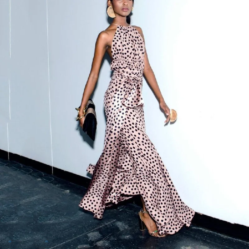 FashionSierra - Polka dots print party dress women wave point maxi Dresses Elegant halter slit ruffle summer dress Boho long vestidos mujer Cozy Ribbed Maxi Dress FashionSierra - Polka dots print party dress women wave point maxi Dresses Elegant halter slit ruffle summer dress Boho long vestidos mujer Cozy Ribbed Maxi Dress