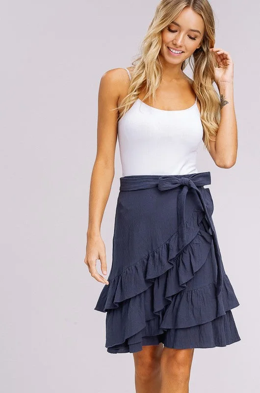 High Waisted Ruffle Skirt breathable skirt fabric