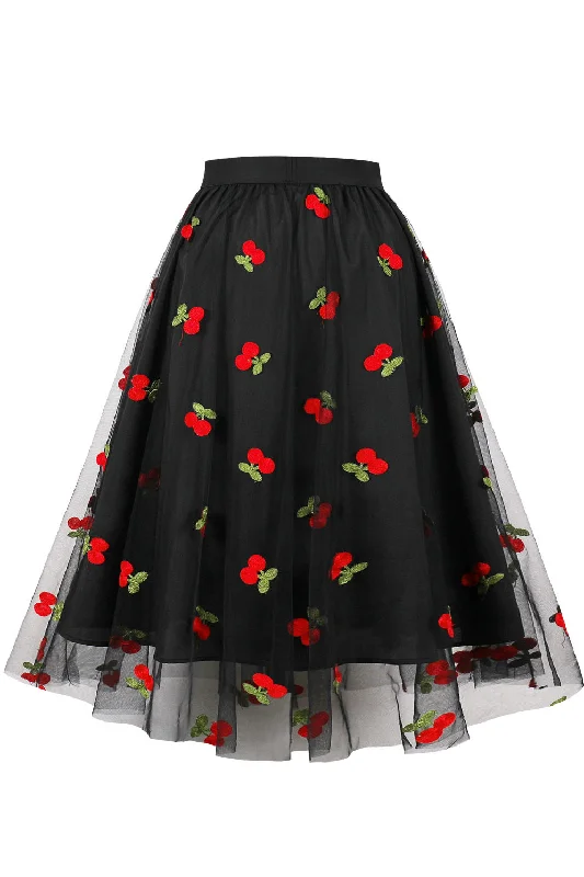 Black Cherry A-line Skirt patchwork skirt art