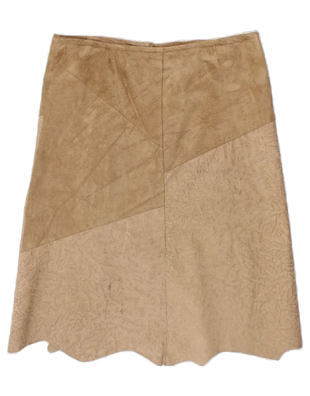 CONBIPEL Womens Suede Skirt IT 44 Medium W32 Brown Leather lace skirt elegant