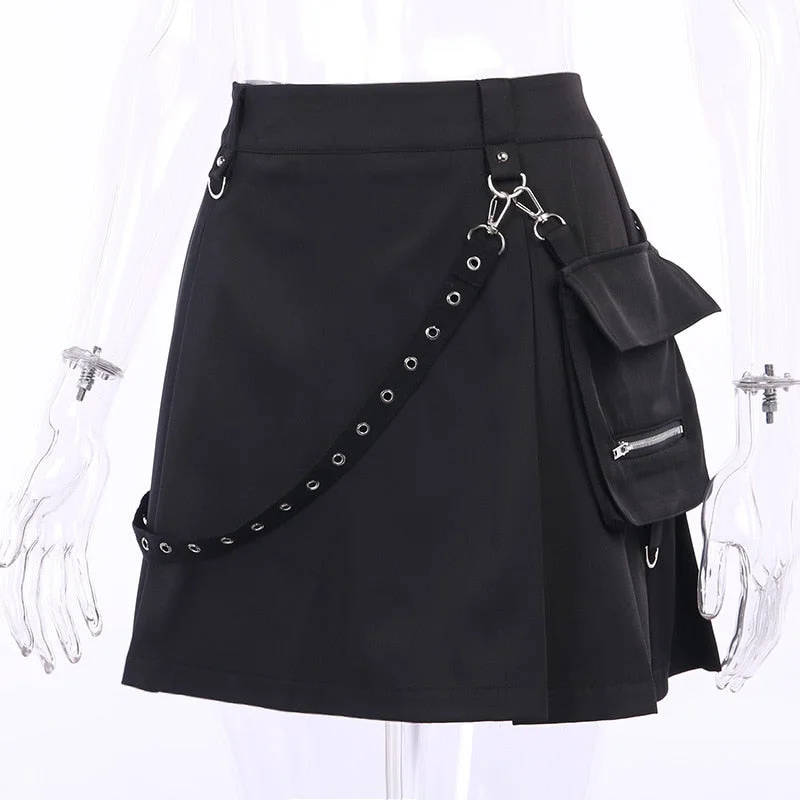 Harajuku Punk Style Semi-High Waist Mini Skirt lace skirt intricate