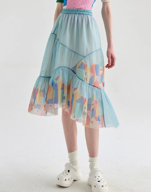 HOWL X Myriam Van Neste Collection Mesh Skirt chiffon skirt floaty