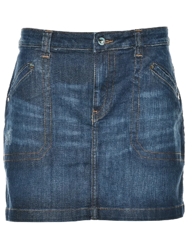 Lee Indigo Denim Skirt - L leather skirt bold