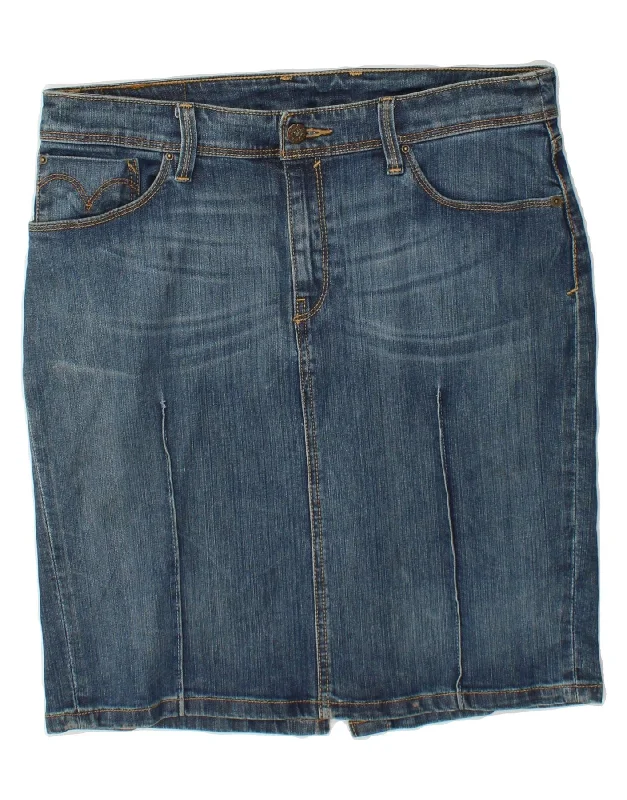 LEVI'S Womens High Waist Denim Skirt Large W30  Blue Cotton asymmetrical skirt cut