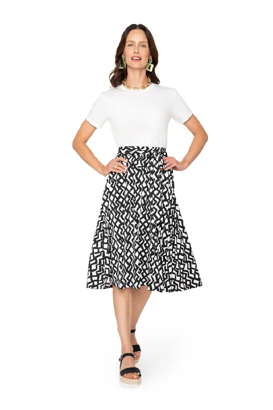 Leota's Women Mindy Skirt Zig Zag Black White cotton skirt soft