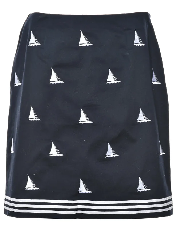 Nautical Pencil Skirt - M ribbed skirt waist