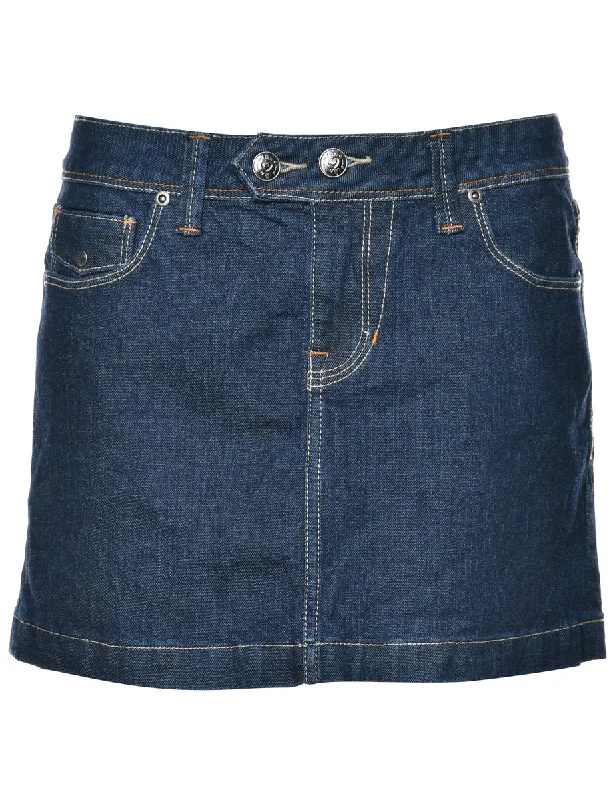 Pencil Shape Denim Skirt - M pleated skirt texture