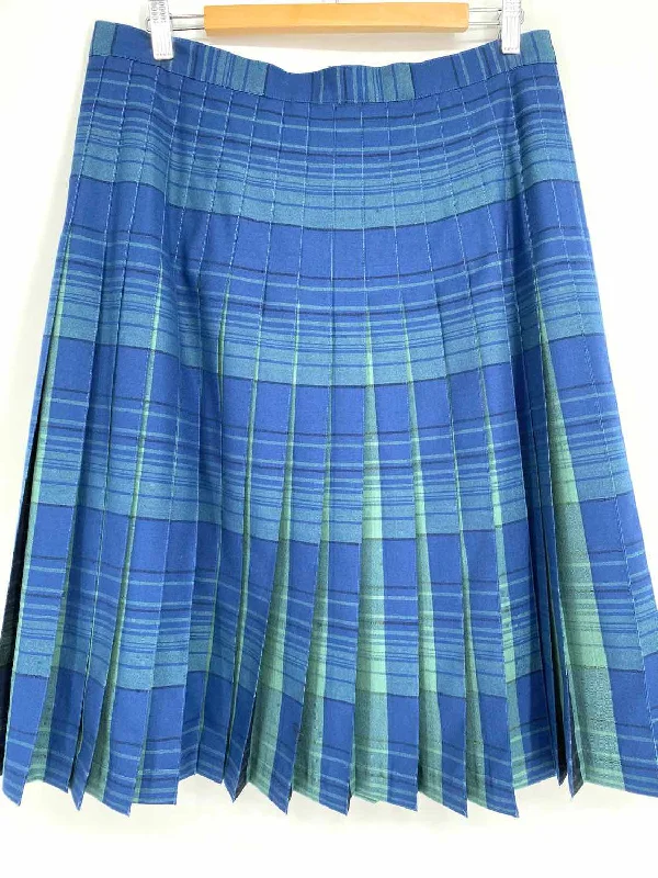 Pendleton Heritage Women's Blue/Green Pleated Wool Plaid Size 16 Skirt silk skirt smooth