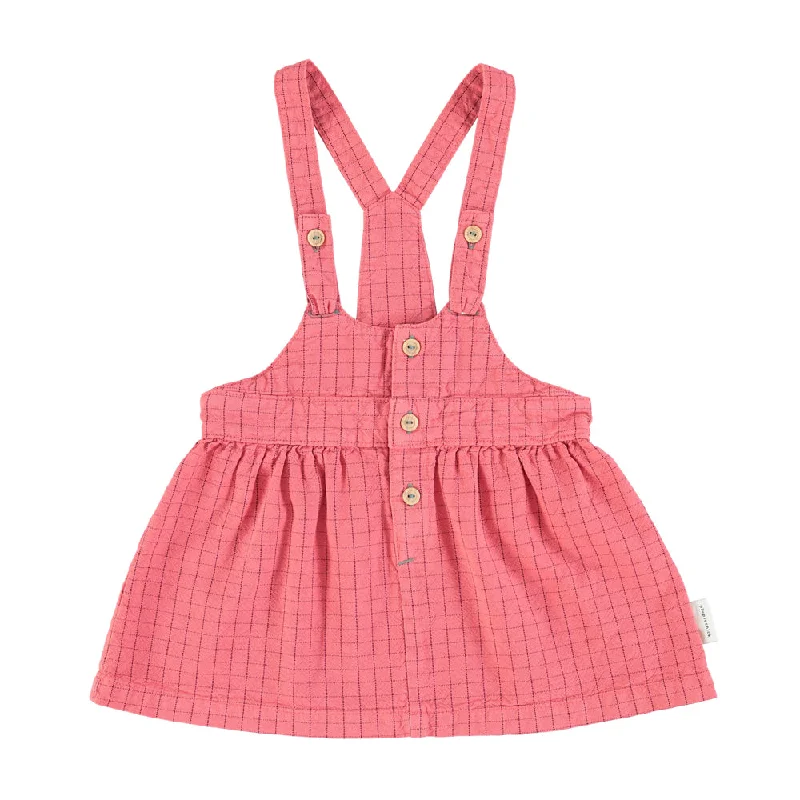 PIUPIUCHICK STRAWBERRY CHECKERED SUSPENDER SKIRT denim skirt trendy