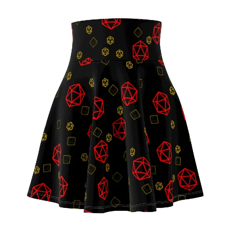 Red and Gold D20 Dice Skirt casual skirt length