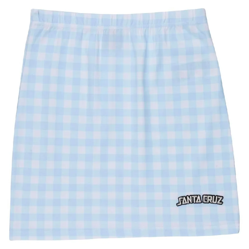 Santa Cruz Womens Skirt Arch Strip Skirt - Blue Gingham velvet skirt plush