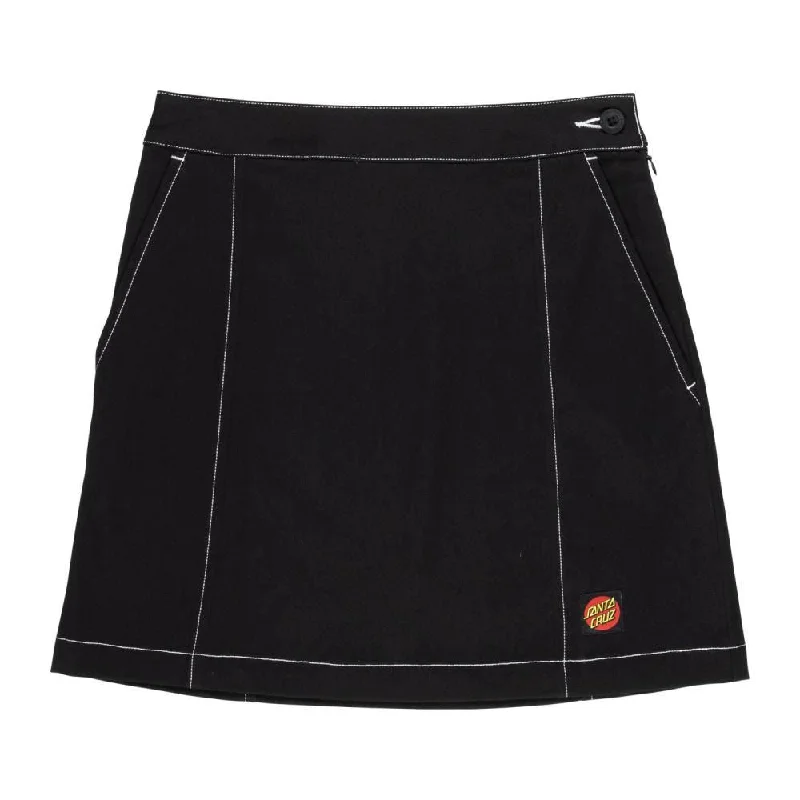 Santa Cruz Womens Skirt Nolan Mini Skirt - Black / White Stitch slim fit skirt