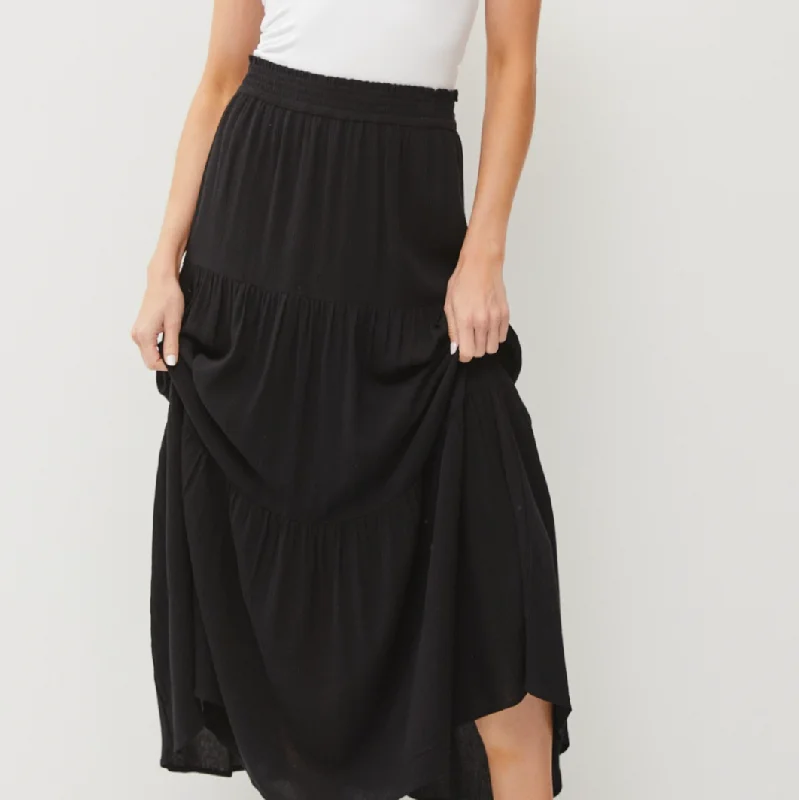 Smocked Waist Maxi Skirt low waist skirt