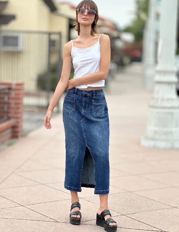 Carin Maxi Denim Skirt chiffon skirt flowing