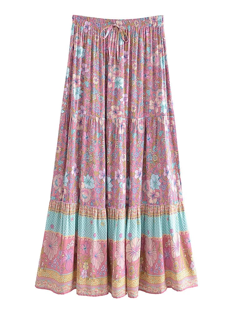 CLOVER Midi Skirt - Pink silk skirt sleek